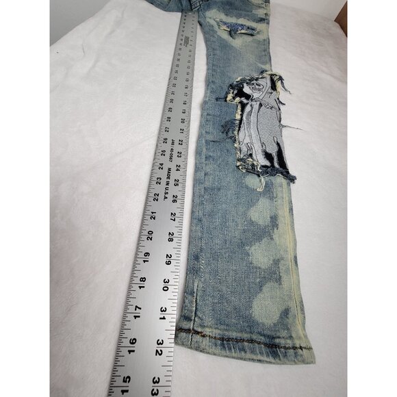 Mnml Wowmens Distressed Patchwork Denim Skinny Jeans Size 29 Blue Stretch Boho - Picture 11 of 13